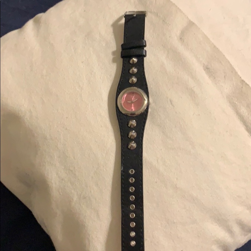 Pink and black watch
